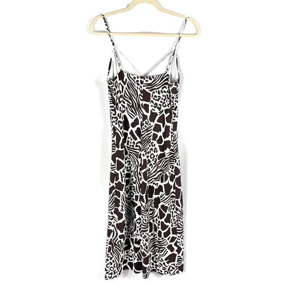 Adam Lippes Animal Print Silk Slip Dress White Brown V-Neck Sleeveless Sz 4 - Picture 12 of 12